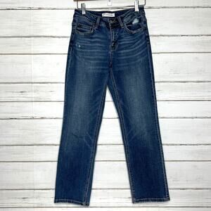 Flying Monkey Jeans Mid Rise Skinny Stretch Denim Blue Distressed Size 25